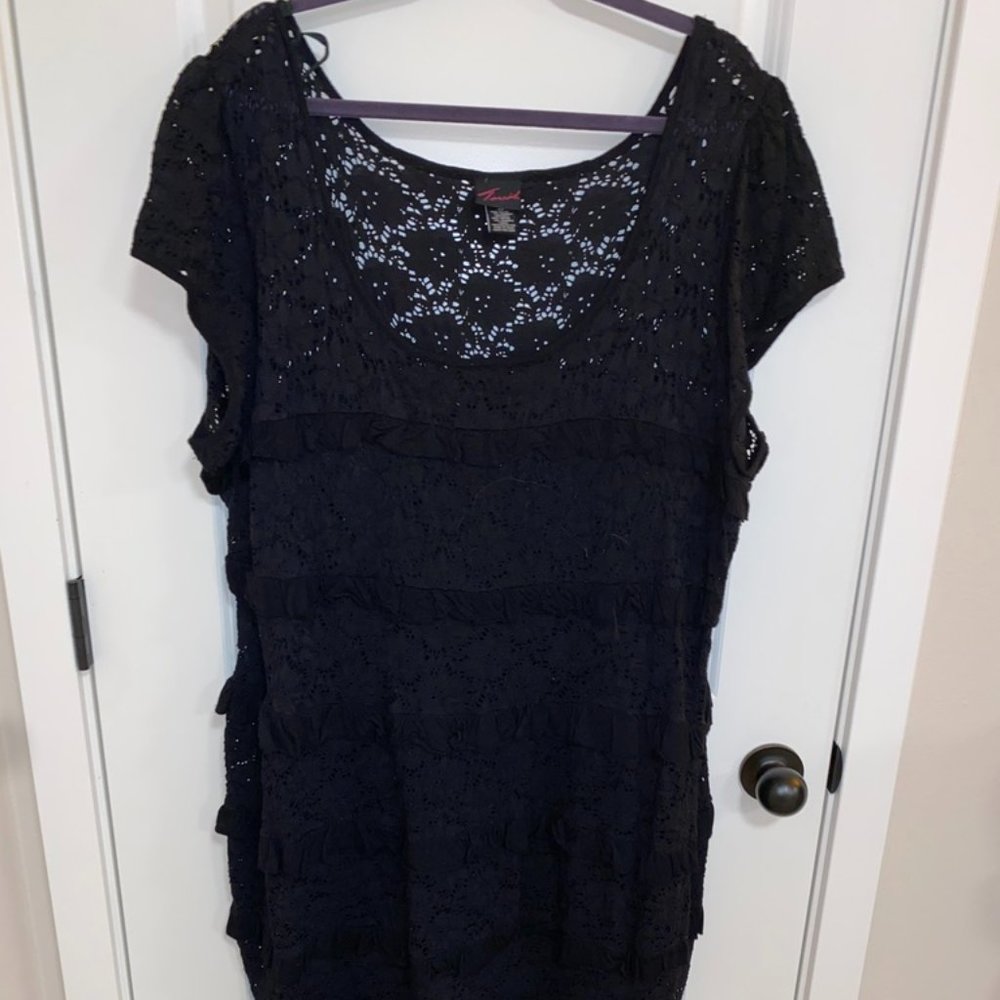 Vintage Torrid Sleek & Sexy Eyelet Little Black Dress 3XL